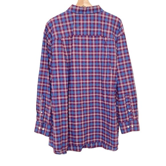 Oak Hill Mens Button Down Shirt 2XL Plaid Cotton Mens Wrinkle Free Burgundy - Picture 2 of 12